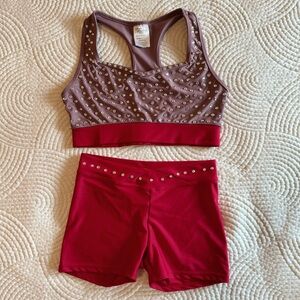 Pro Cheer Dance Audition Outfit Red and Mauve Pink size Small